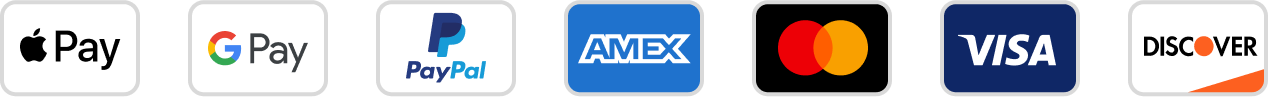 Apple Pay, Google Pay, Amex, Visa, Mastercard, PayPal, Amazon Pay